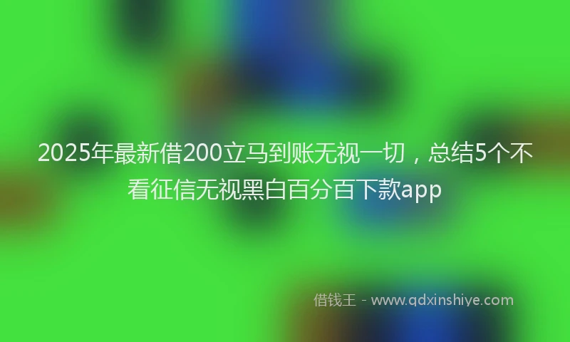2025年最新借200立马到账无视一切，总结5个不看征信无视黑白百分百下款app