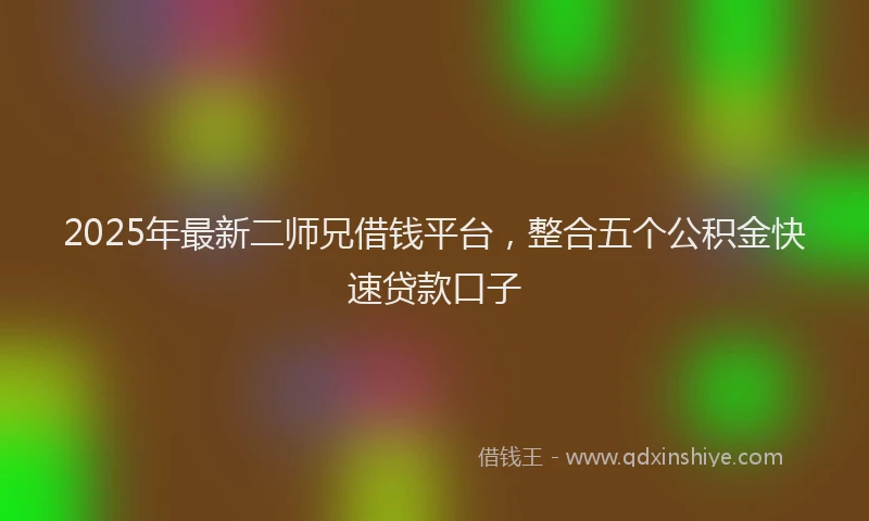 2025年最新二师兄借钱平台，整合五个公积金快速贷款口子