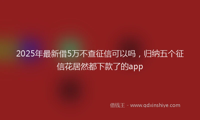 2025年最新借5万不查征信可以吗，归纳五个征信花居然都下款了的app