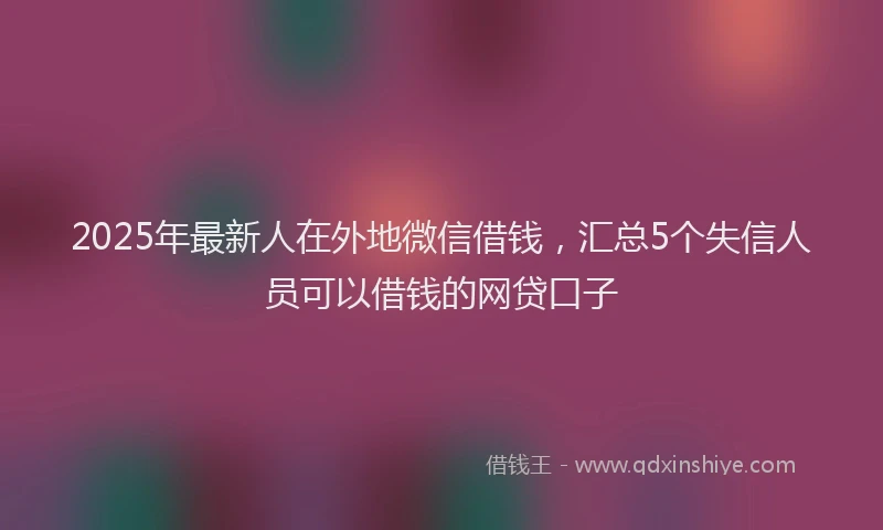 2025年最新人在外地微信借钱，汇总5个失信人员可以借钱的网贷口子