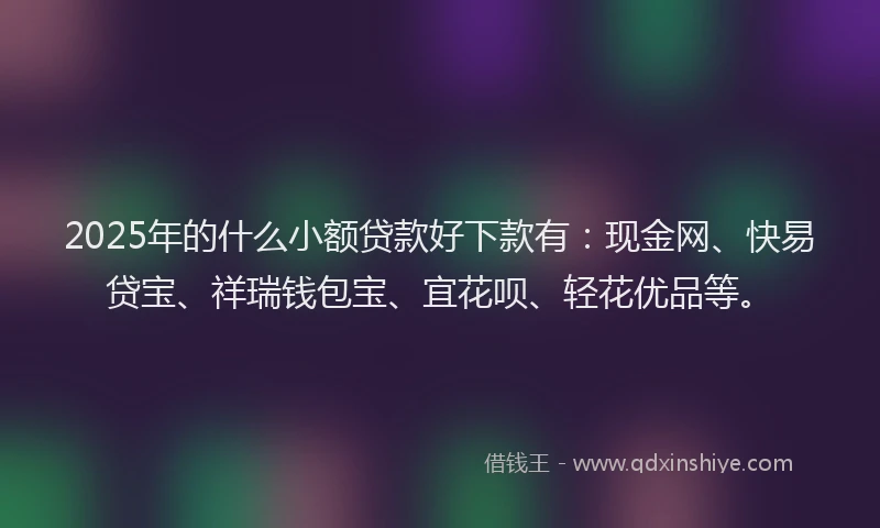 2025年的什么小额贷款好下款有：现金网、快易贷宝、祥瑞钱包宝、宜花呗、轻花优品等。