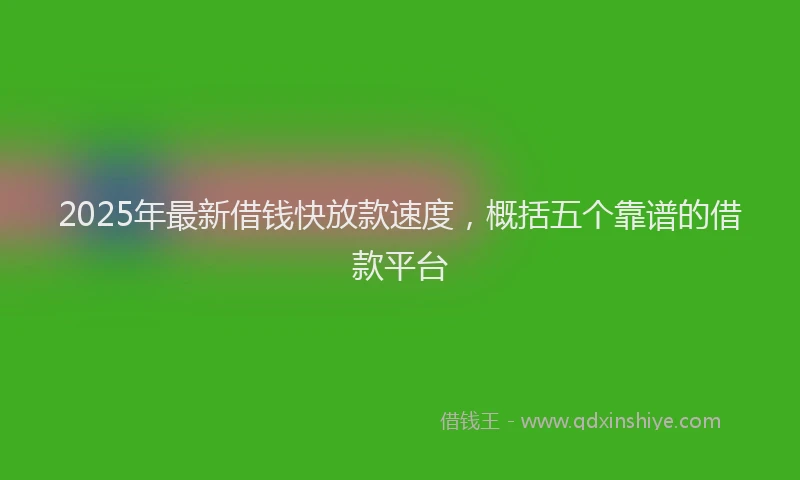 2025年最新借钱快放款速度，概括五个靠谱的借款平台