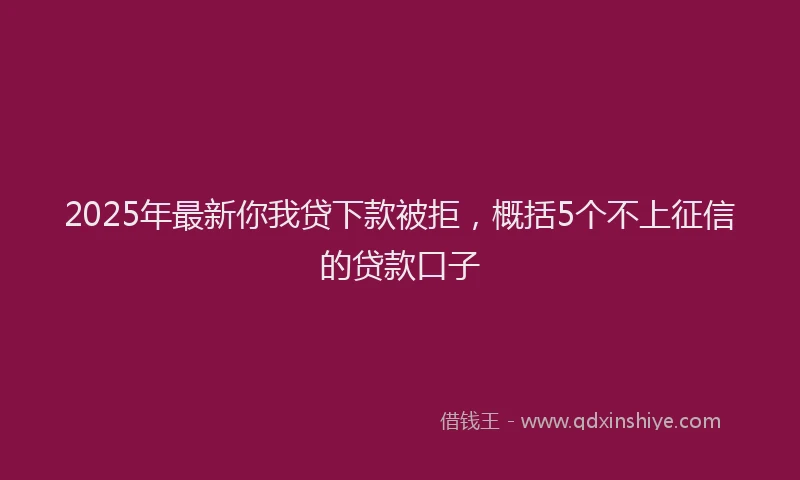 2025年最新你我贷下款被拒，概括5个不上征信的贷款口子