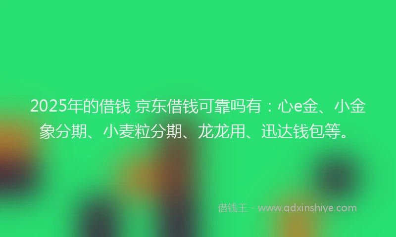 2025年的借钱 京东借钱可靠吗有：心e金、小金象分期、小麦粒分期、龙龙用、迅达钱包等。