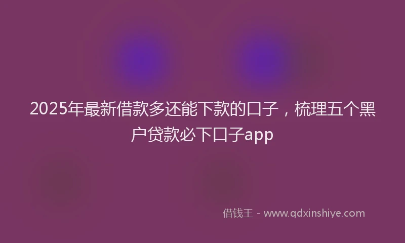 2025年最新借款多还能下款的口子，梳理五个黑户贷款必下口子app
