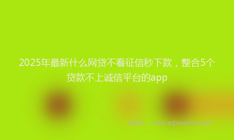 2025年最新什么网贷不看征信秒下款，整合5个贷款不上诚信平台的app