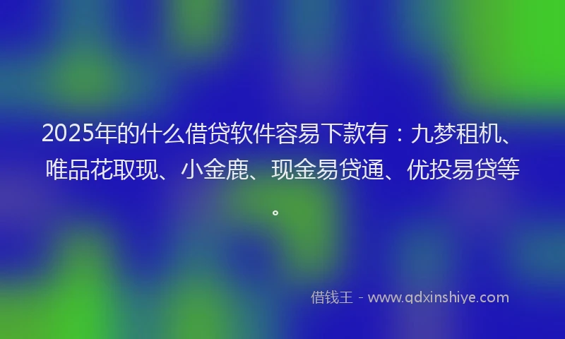 2025年的什么借贷软件容易下款有：九梦租机、唯品花取现、小金鹿、现金易贷通、优投易贷等。
