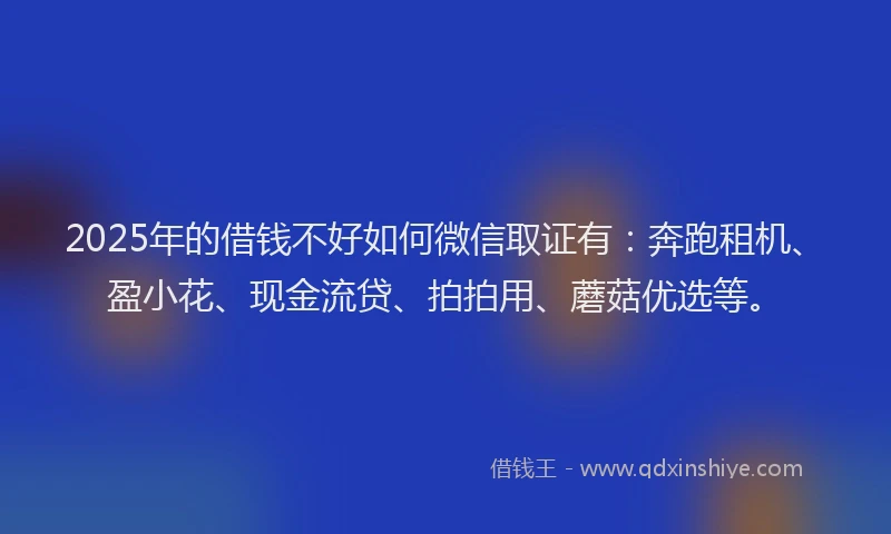 2025年的借钱不好如何微信取证有：奔跑租机、盈小花、现金流贷、拍拍用、蘑菇优选等。