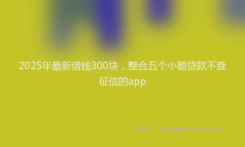 2025年最新借钱300块，整合五个小额贷款不查征信的app