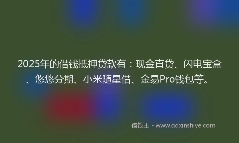 2025年的借钱抵押贷款有：现金直贷、闪电宝盒、悠悠分期、小米随星借、金易Pro钱包等。