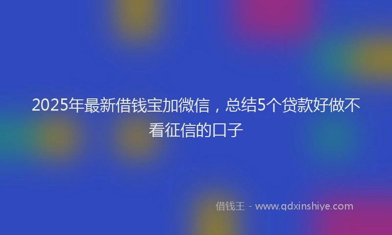 2025年最新借钱宝加微信，总结5个贷款好做不看征信的口子