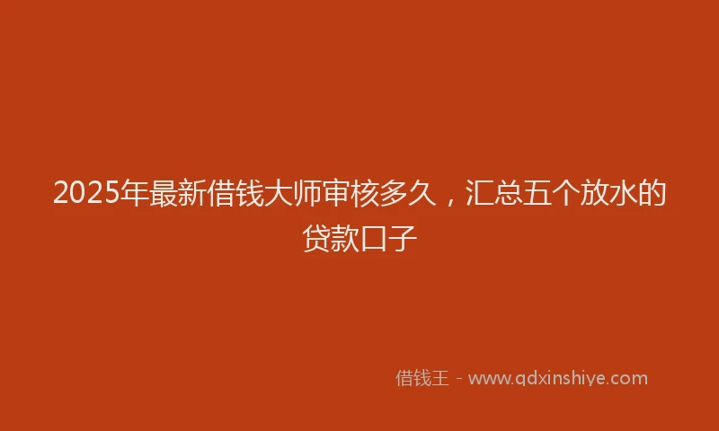 2025年最新借钱大师审核多久，汇总五个放水的贷款口子