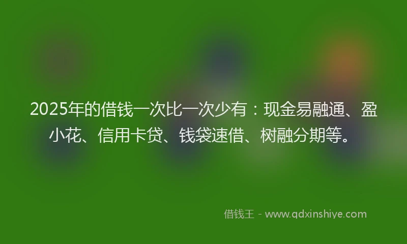2025年的借钱一次比一次少有：现金易融通、盈小花、信用卡贷、钱袋速借、树融分期等。