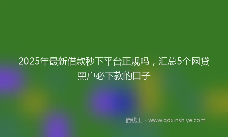 2025年最新借款秒下平台正规吗，汇总5个网贷黑户必下款的口子