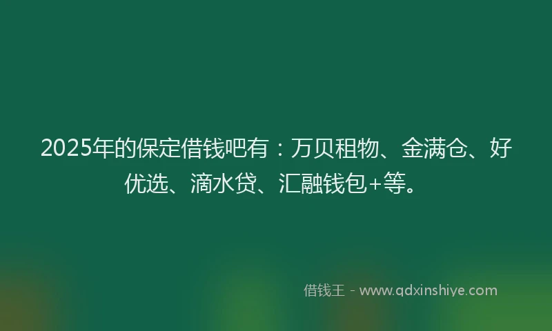 2025年的保定借钱吧有：万贝租物、金满仓、好优选、滴水贷、汇融钱包+等。