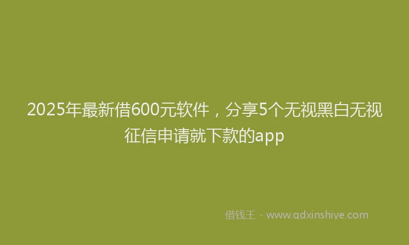 2025年最新借600元软件，分享5个无视黑白无视征信申请就下款的app