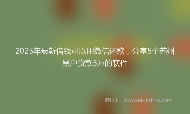 2025年最新借钱可以用微信还款，分享5个苏州黑户贷款5万的软件