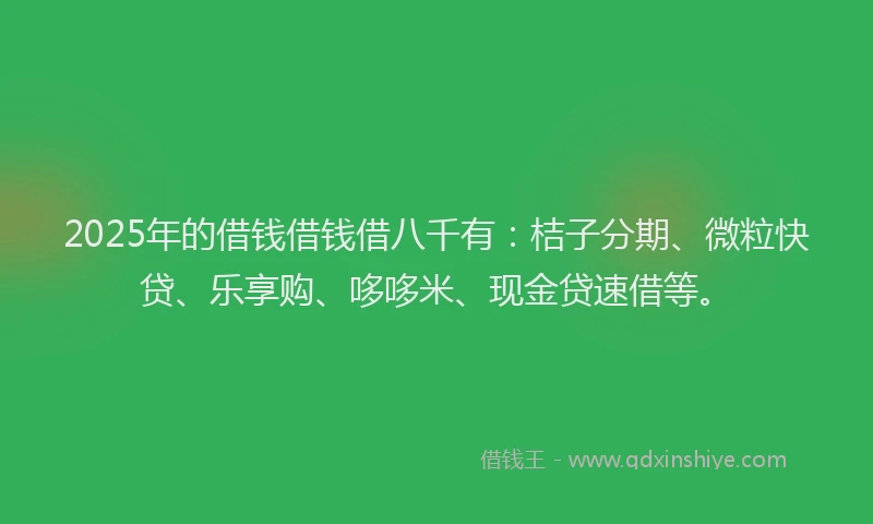 2025年的借钱借钱借八千有：桔子分期、微粒快贷、乐享购、哆哆米、现金贷速借等。