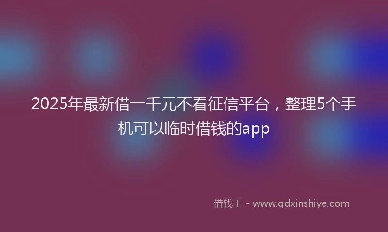 2025年最新借一千元不看征信平台，整理5个手机可以临时借钱的app