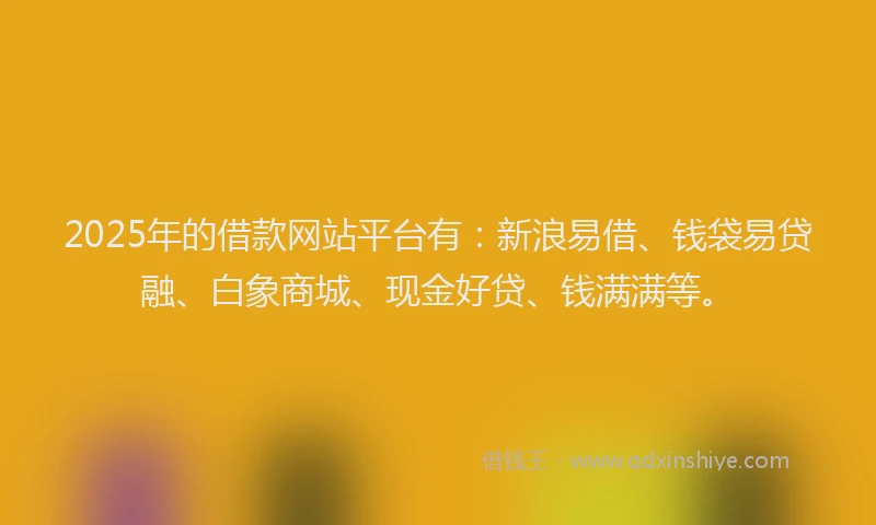 2025年的借款网站平台有：新浪易借、钱袋易贷融、白象商城、现金好贷、钱满满等。