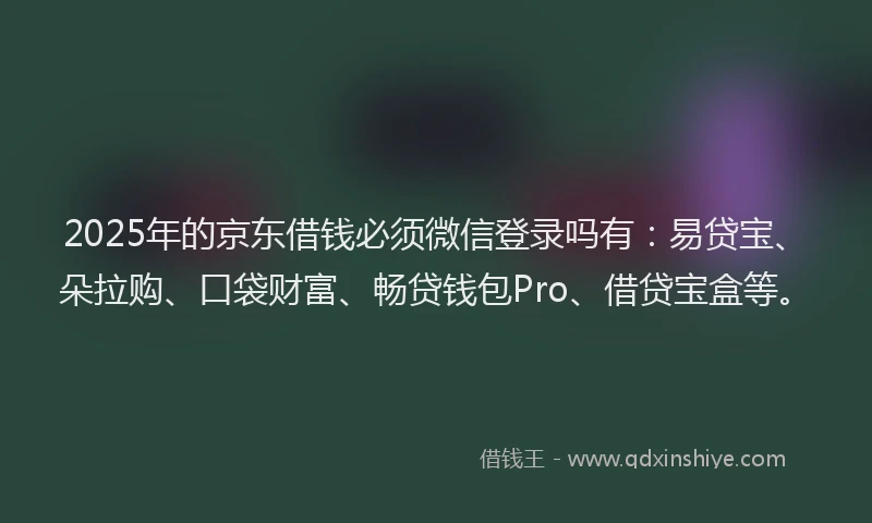 2025年的京东借钱必须微信登录吗有：易贷宝、朵拉购、口袋财富、畅贷钱包Pro、借贷宝盒等。