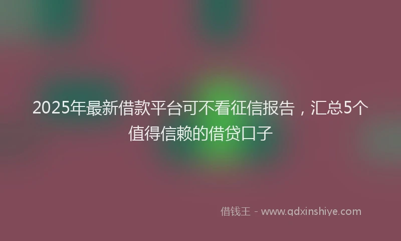 2025年最新借款平台可不看征信报告，汇总5个值得信赖的借贷口子