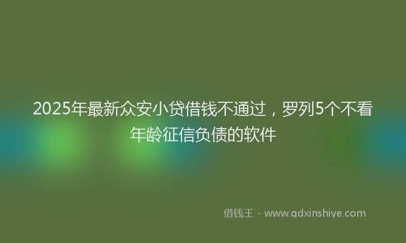 2025年最新众安小贷借钱不通过，罗列5个不看年龄征信负债的软件