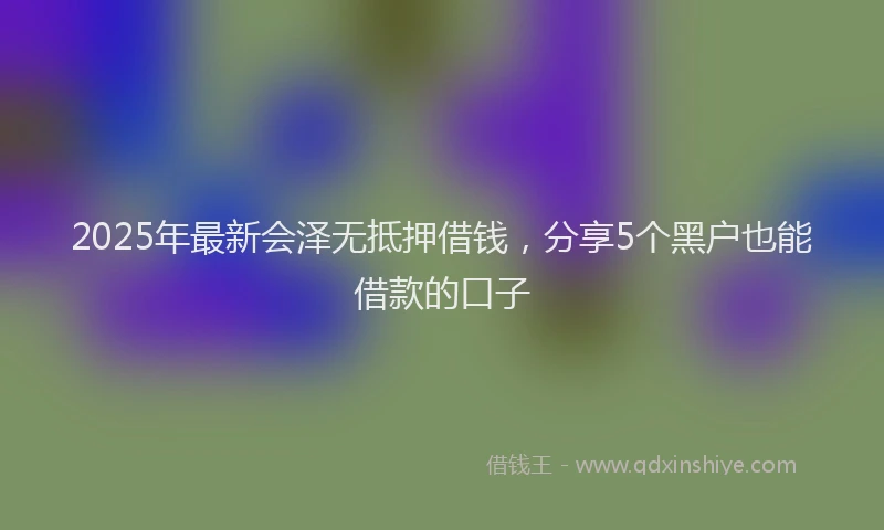 2025年最新会泽无抵押借钱，分享5个黑户也能借款的口子