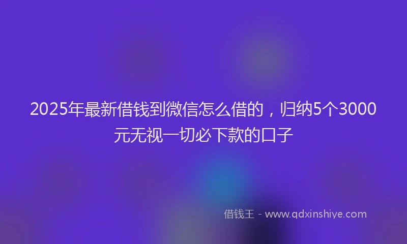2025年最新借钱到微信怎么借的，归纳5个3000元无视一切必下款的口子
