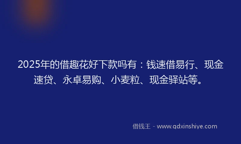 2025年的借趣花好下款吗有：钱速借易行、现金速贷、永卓易购、小麦粒、现金驿站等。
