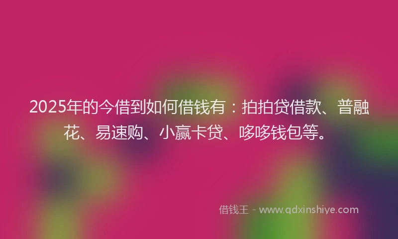 2025年的今借到如何借钱有：拍拍贷借款、普融花、易速购、小赢卡贷、哆哆钱包等。