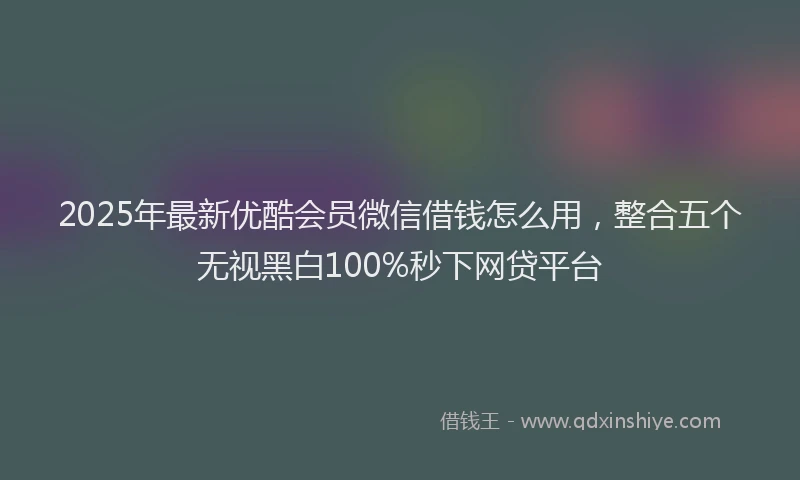 2025年最新优酷会员微信借钱怎么用，整合五个无视黑白100%秒下网贷平台