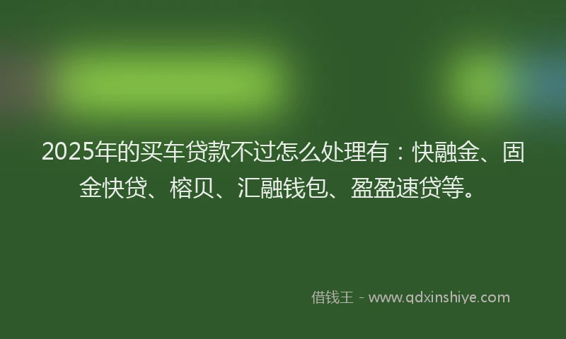 2025年的买车贷款不过怎么处理有：快融金、固金快贷、榕贝、汇融钱包、盈盈速贷等。