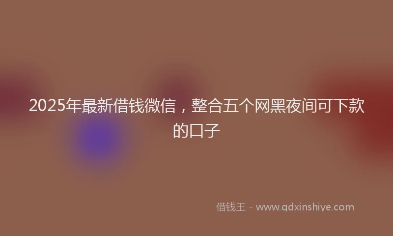 2025年最新借钱微信，整合五个网黑夜间可下款的口子