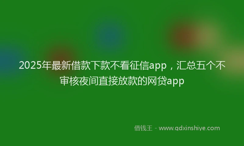 2025年最新借款下款不看征信app，汇总五个不审核夜间直接放款的网贷app