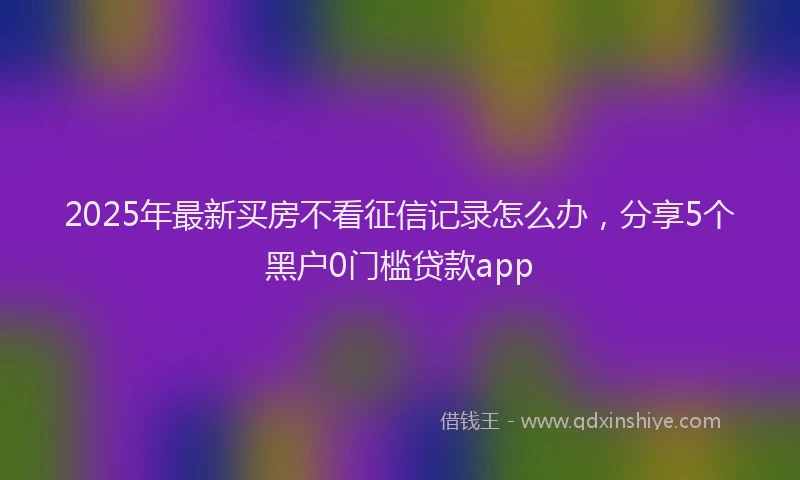 2025年最新买房不看征信记录怎么办，分享5个黑户0门槛贷款app
