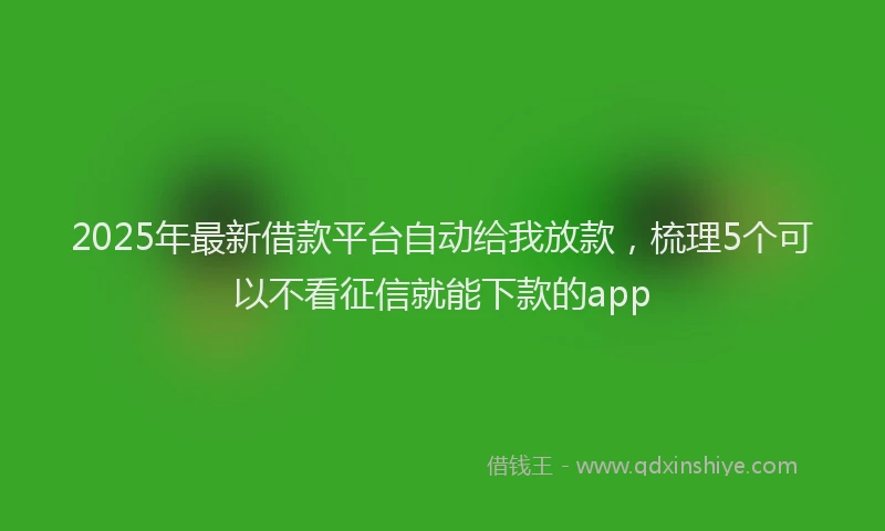 2025年最新借款平台自动给我放款，梳理5个可以不看征信就能下款的app