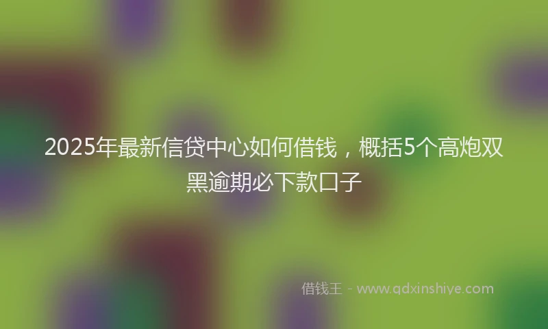 2025年最新信贷中心如何借钱，概括5个高炮双黑逾期必下款口子