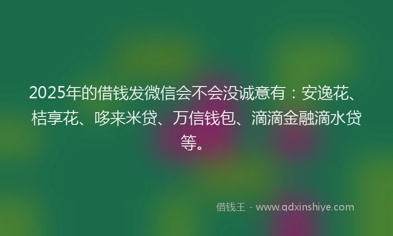 2025年的借钱发微信会不会没诚意有：安逸花、桔享花、哆来米贷、万信钱包、滴滴金融滴水贷等。