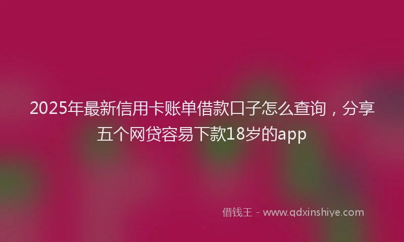 2025年最新信用卡账单借款口子怎么查询，分享五个网贷容易下款18岁的app