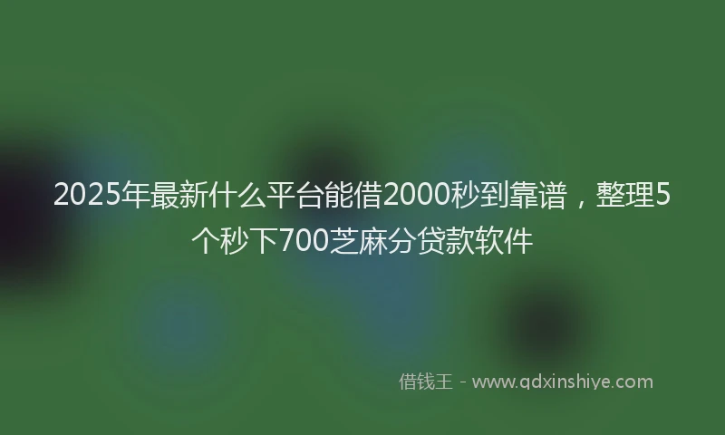 2025年最新什么平台能借2000秒到靠谱，整理5个秒下700芝麻分贷款软件