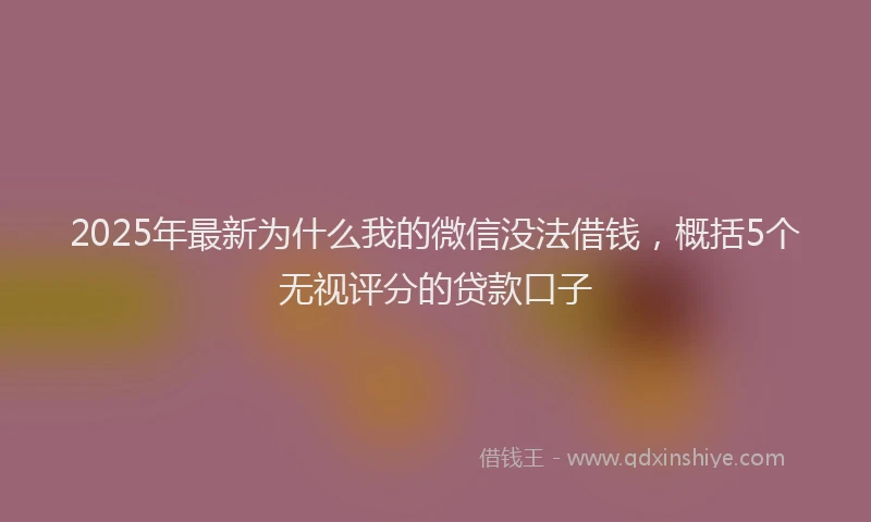 2025年最新为什么我的微信没法借钱，概括5个无视评分的贷款口子