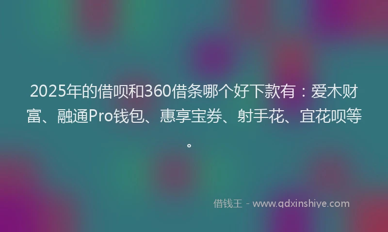 2025年的借呗和360借条哪个好下款有：爱木财富、融通Pro钱包、惠享宝券、射手花、宜花呗等。