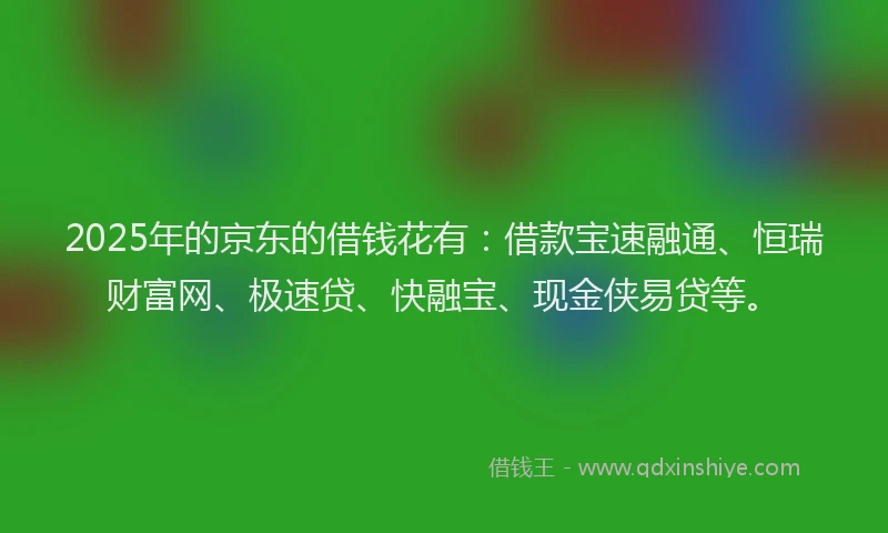 2025年的京东的借钱花有：借款宝速融通、恒瑞财富网、极速贷、快融宝、现金侠易贷等。