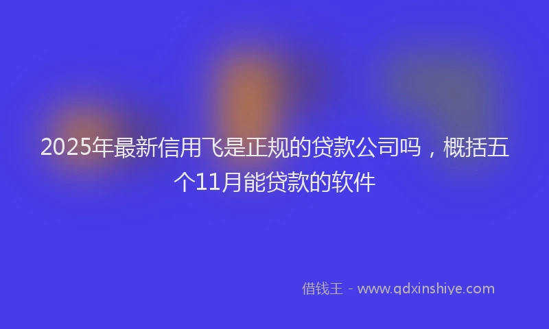 2025年最新信用飞是正规的贷款公司吗，概括五个11月能贷款的软件