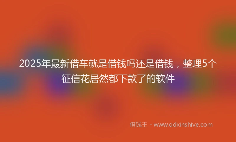 2025年最新借车就是借钱吗还是借钱，整理5个征信花居然都下款了的软件