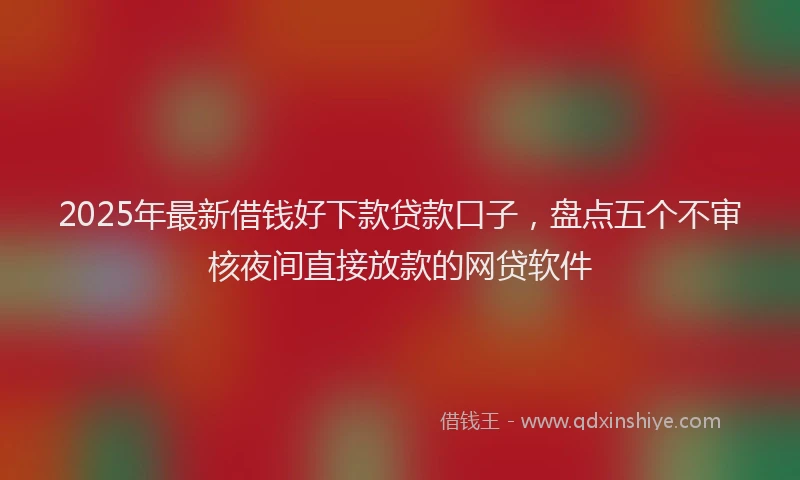 2025年最新借钱好下款贷款口子，盘点五个不审核夜间直接放款的网贷软件