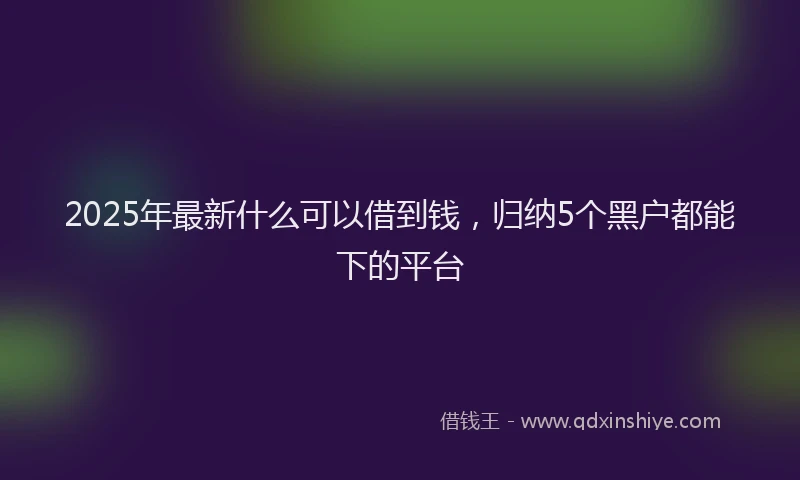 2025年最新什么可以借到钱，归纳5个黑户都能下的平台