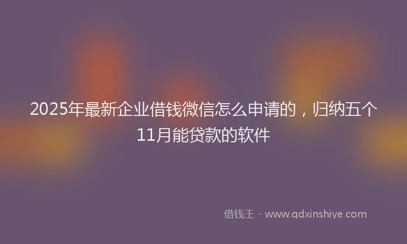 2025年最新企业借钱微信怎么申请的，归纳五个11月能贷款的软件