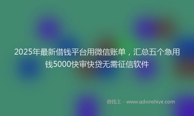 2025年最新借钱平台用微信账单，汇总五个急用钱5000快审快贷无需征信软件